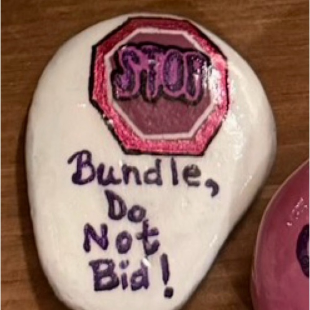 Hand-Painted Rock in Poshmark, “STOP Bundle, Do Not Bid” Theme